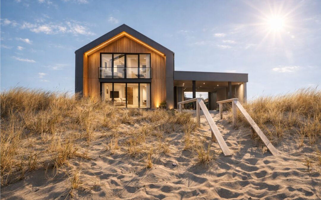 Montažna kuća sagrađena uz more