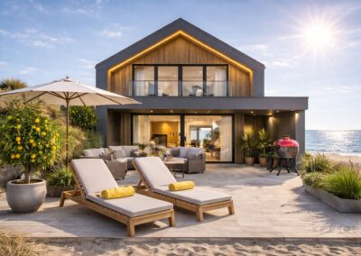 Terasa hibridne montažne kuće na moru